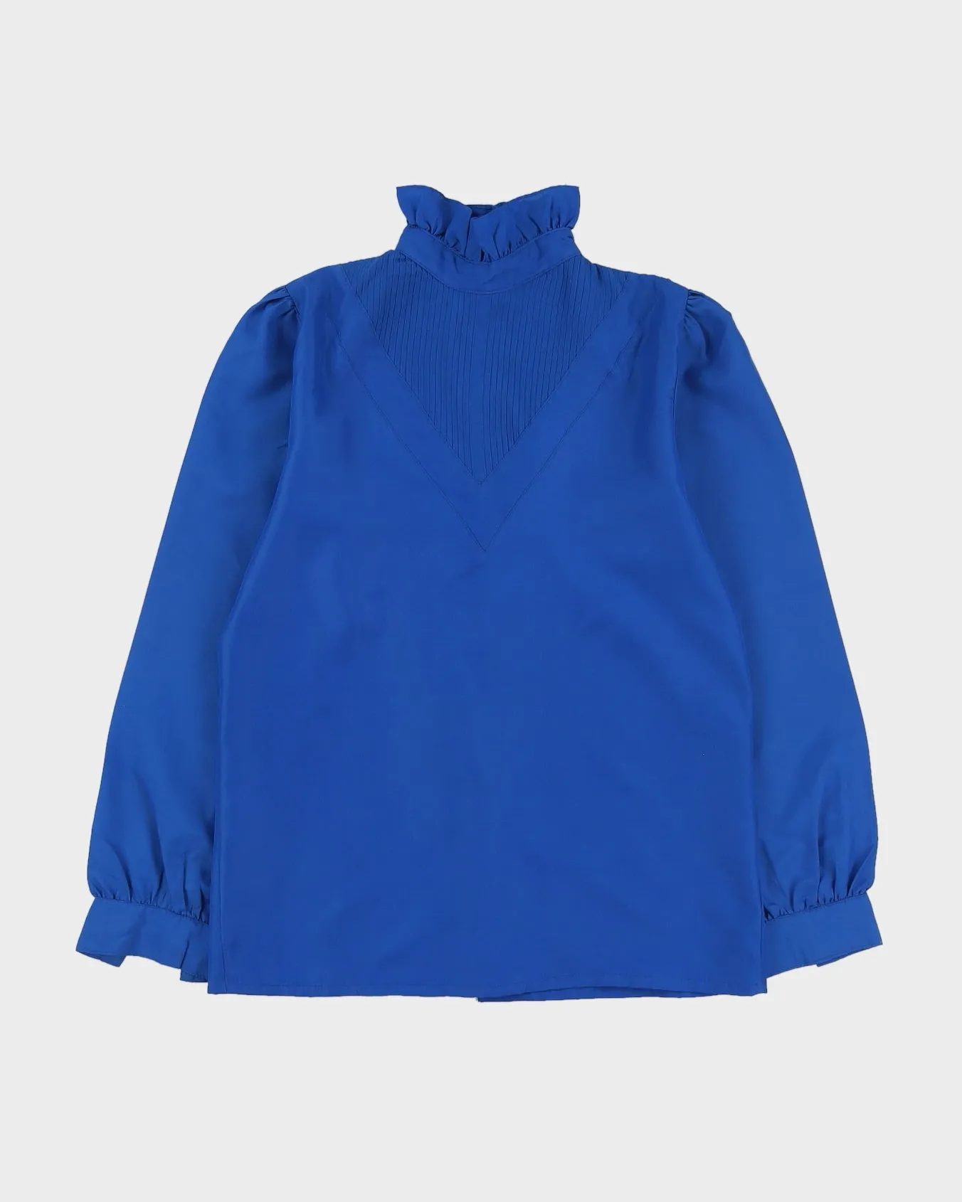 00s Blue High Neck Blouse - S