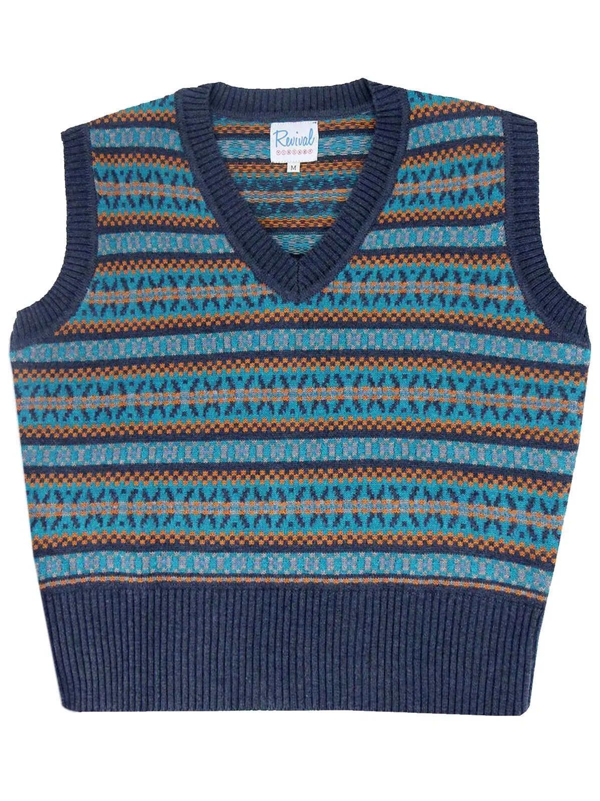 1940s Vintage Walter Fair Isle Tank Top in Kingfisher Blue