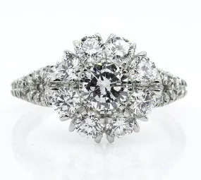 3.20ct Round Diamond Cocktail Cluster Flower Engagement, Wedding, Anniversary Platinum Ring