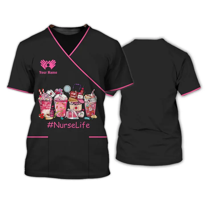 3D All Over Print Nurse Shirt, #NurseLife Tee Shirt Medical Scrubs Clothing Custom Nurse Tshirt