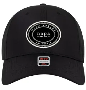 6 Panel Low Profile Poly Pongee Style Baseball Cap Woven Merrowed Patch Customizable OVAL COLLECTION Design