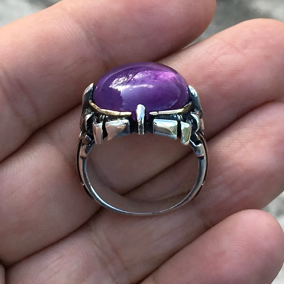 925 Sterling Silver Purple Amethyst Ring Men's Jewelry natural gemstone