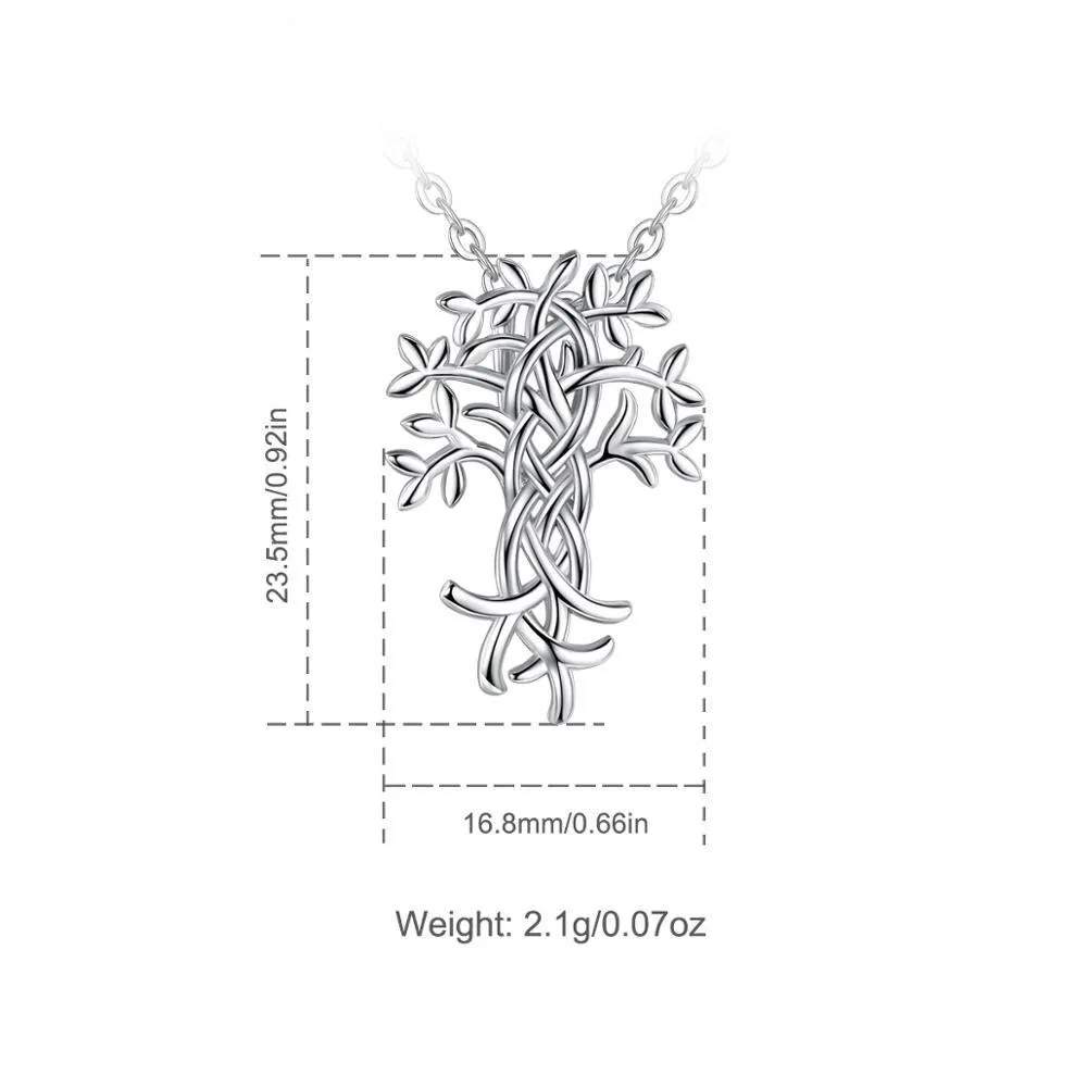 925 Sterling Silver Tree of Life Irish Knot Pendant Necklace