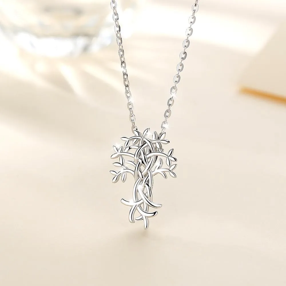 925 Sterling Silver Tree of Life Irish Knot Pendant Necklace