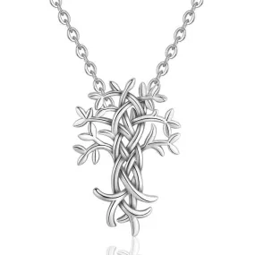 925 Sterling Silver Tree of Life Irish Knot Pendant Necklace