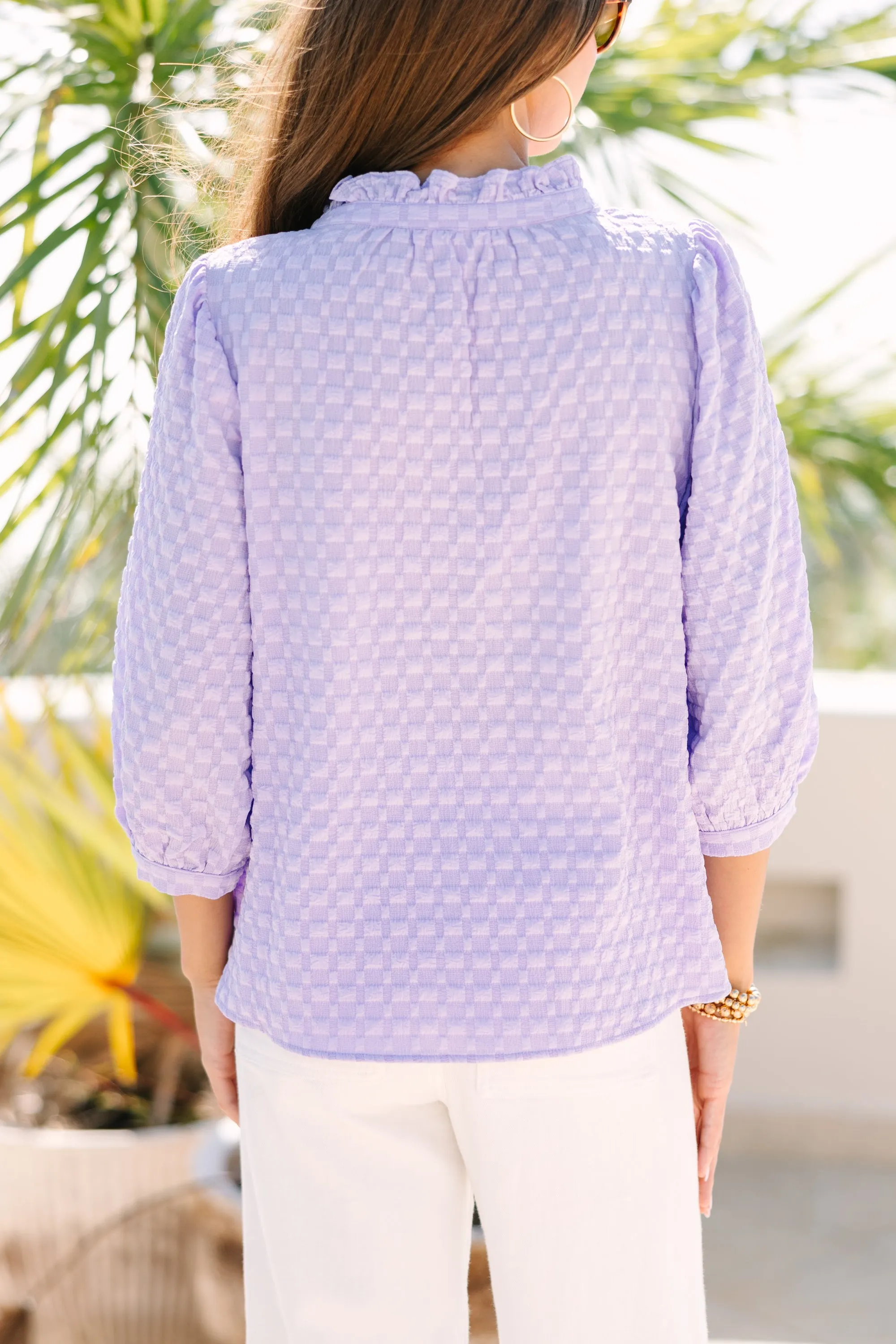 All Up To You Lavender Purple Textured Blouse