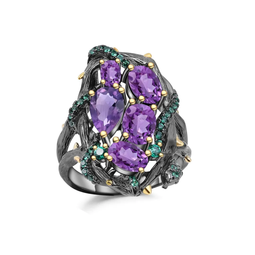 Amethyst Snake Statement Ring