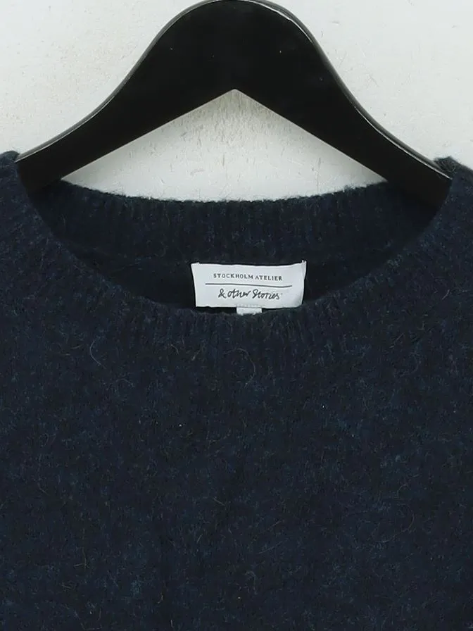 & Other Stories Men's Jumper S Blue Other with Elastane, Polyamide, Wool