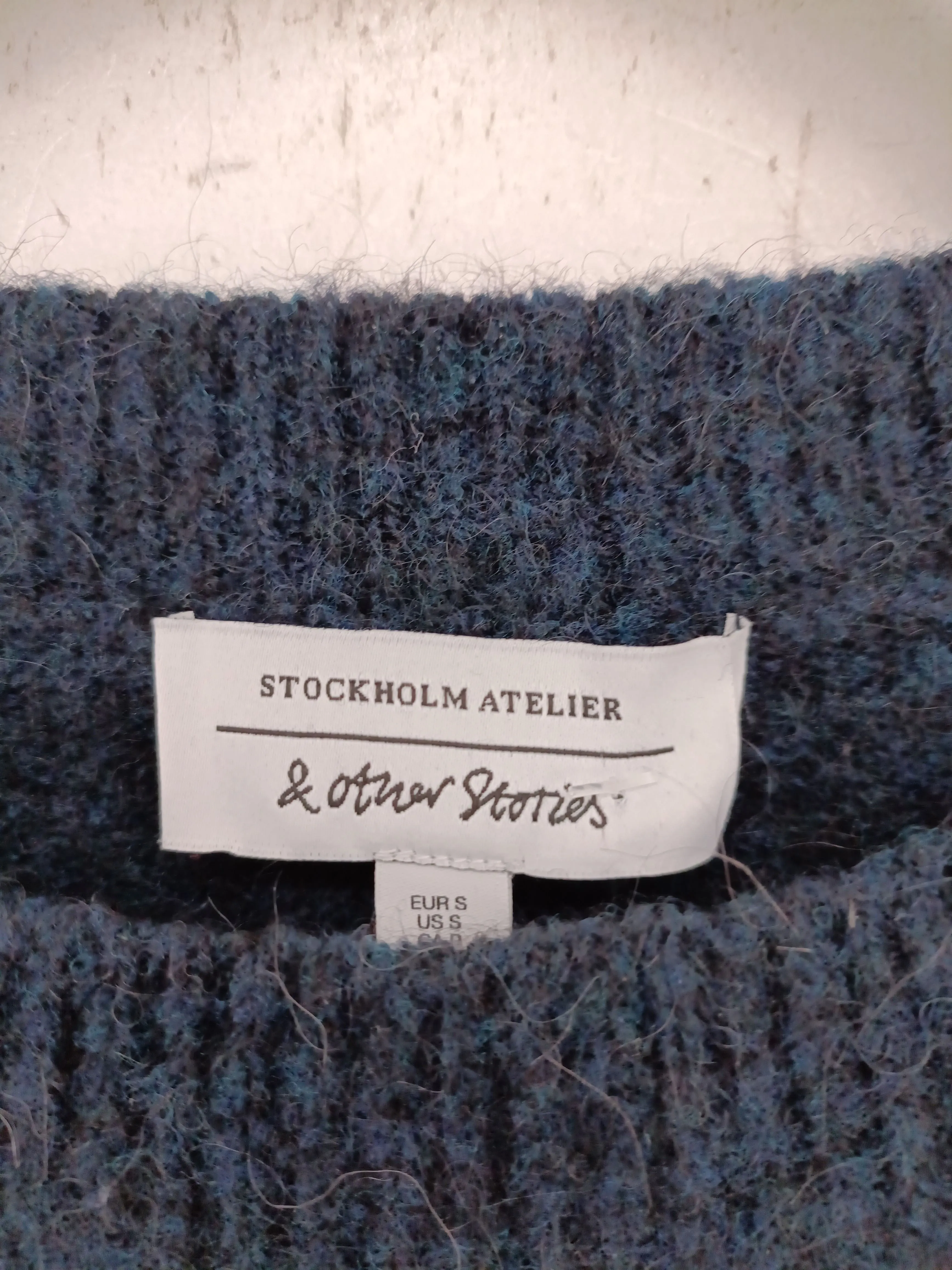 & Other Stories Men's Jumper S Blue Other with Elastane, Polyamide, Wool