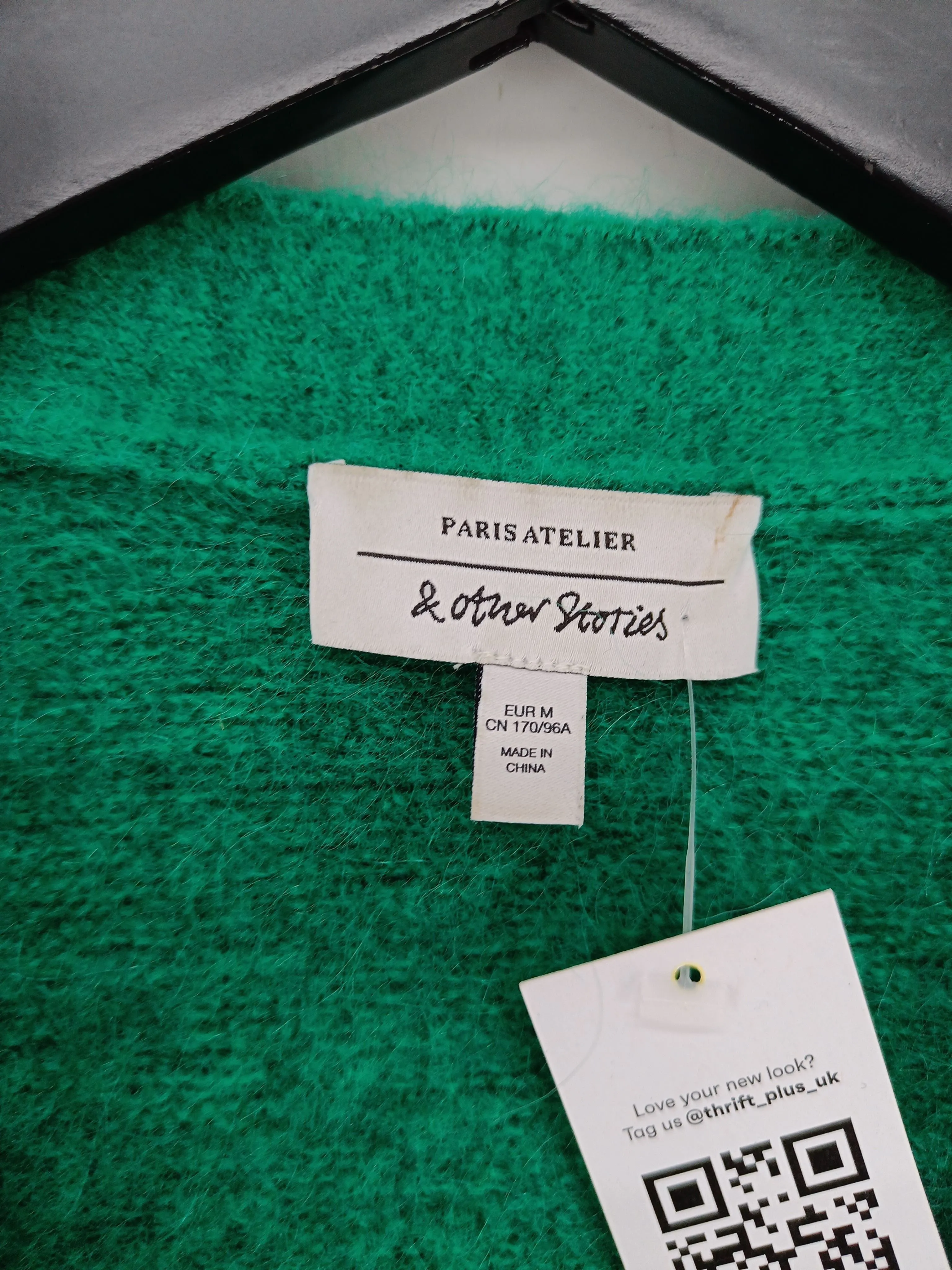 & Other Stories Women's Cardigan M Green Wool with Elastane, Mohair, Polyamide