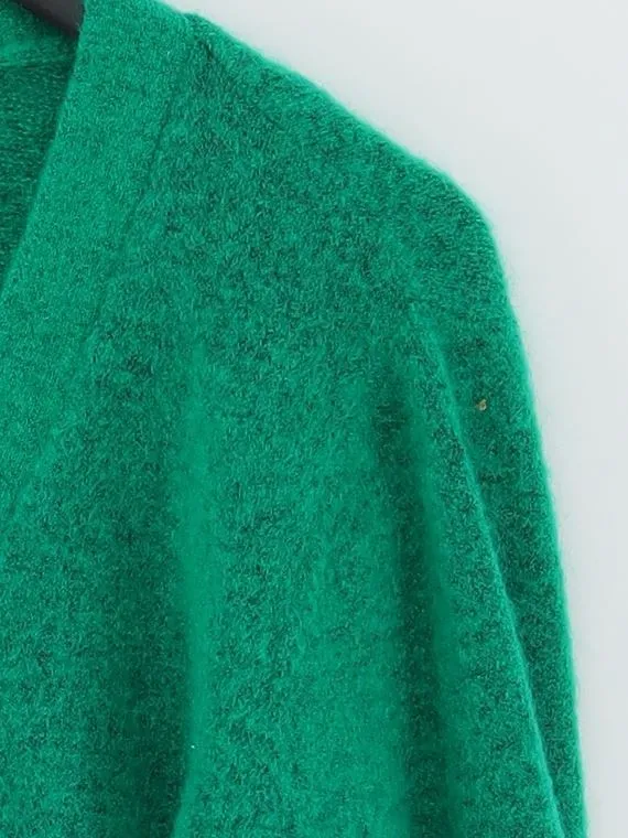 & Other Stories Women's Cardigan M Green Wool with Elastane, Mohair, Polyamide