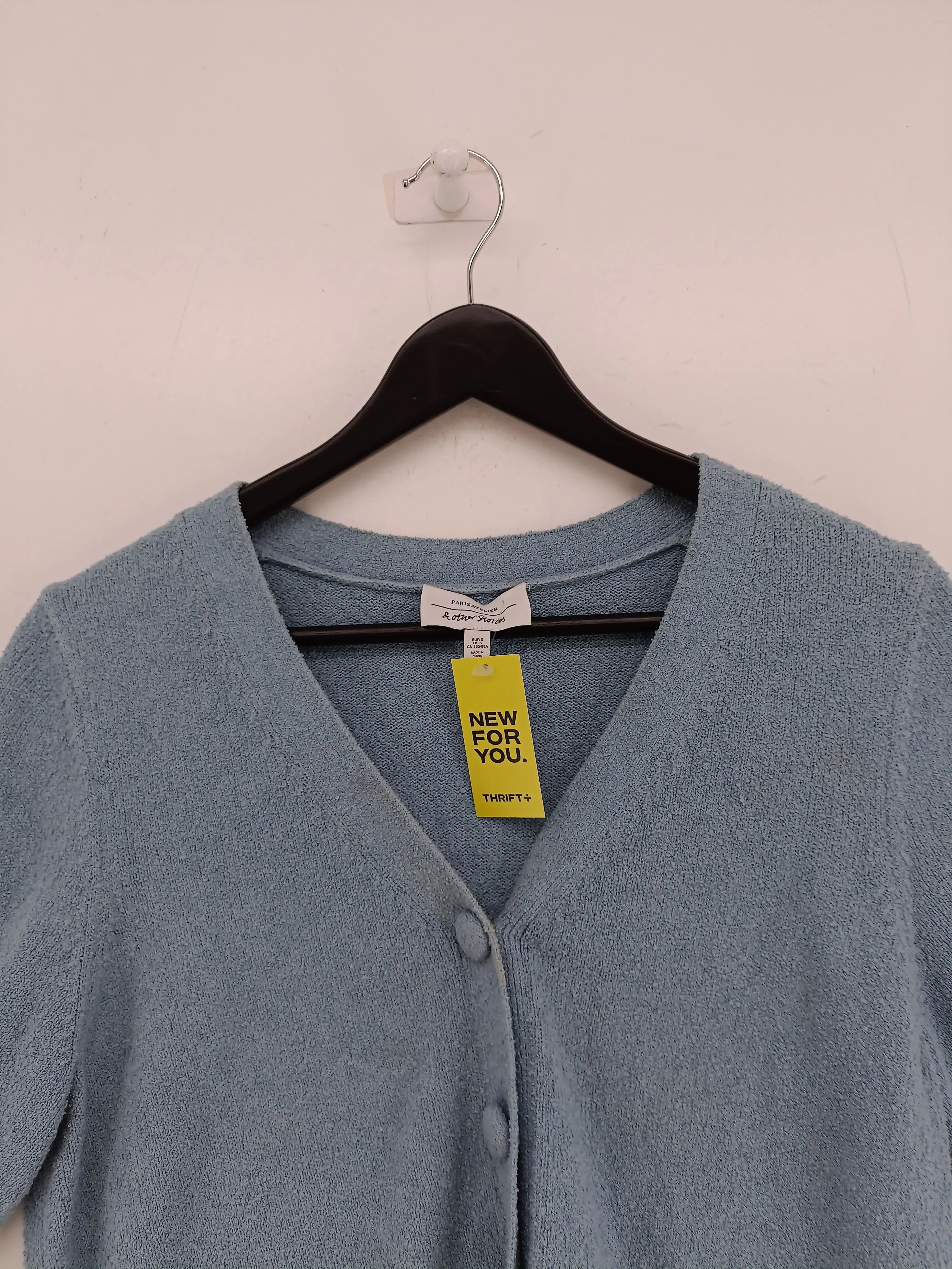 & Other Stories Women's Cardigan S Blue Cotton with Nylon