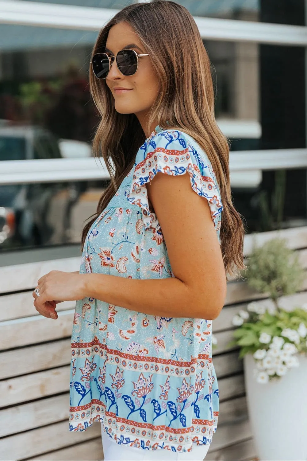 Andie Floral Flutter Sleeve Blouse