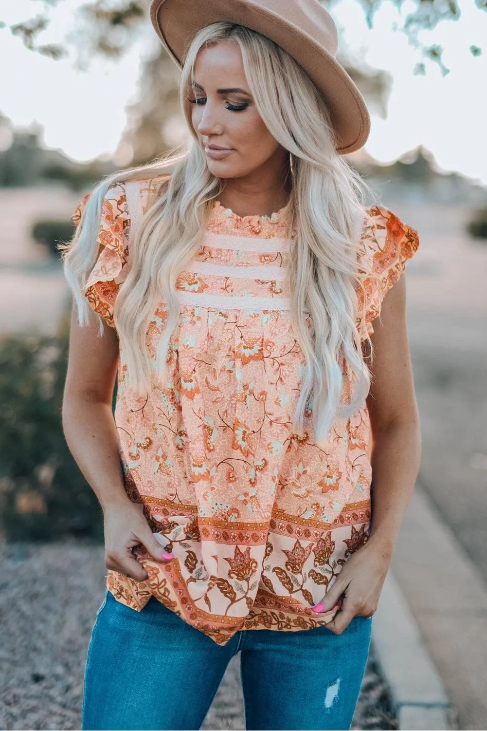 Andie Floral Flutter Sleeve Blouse