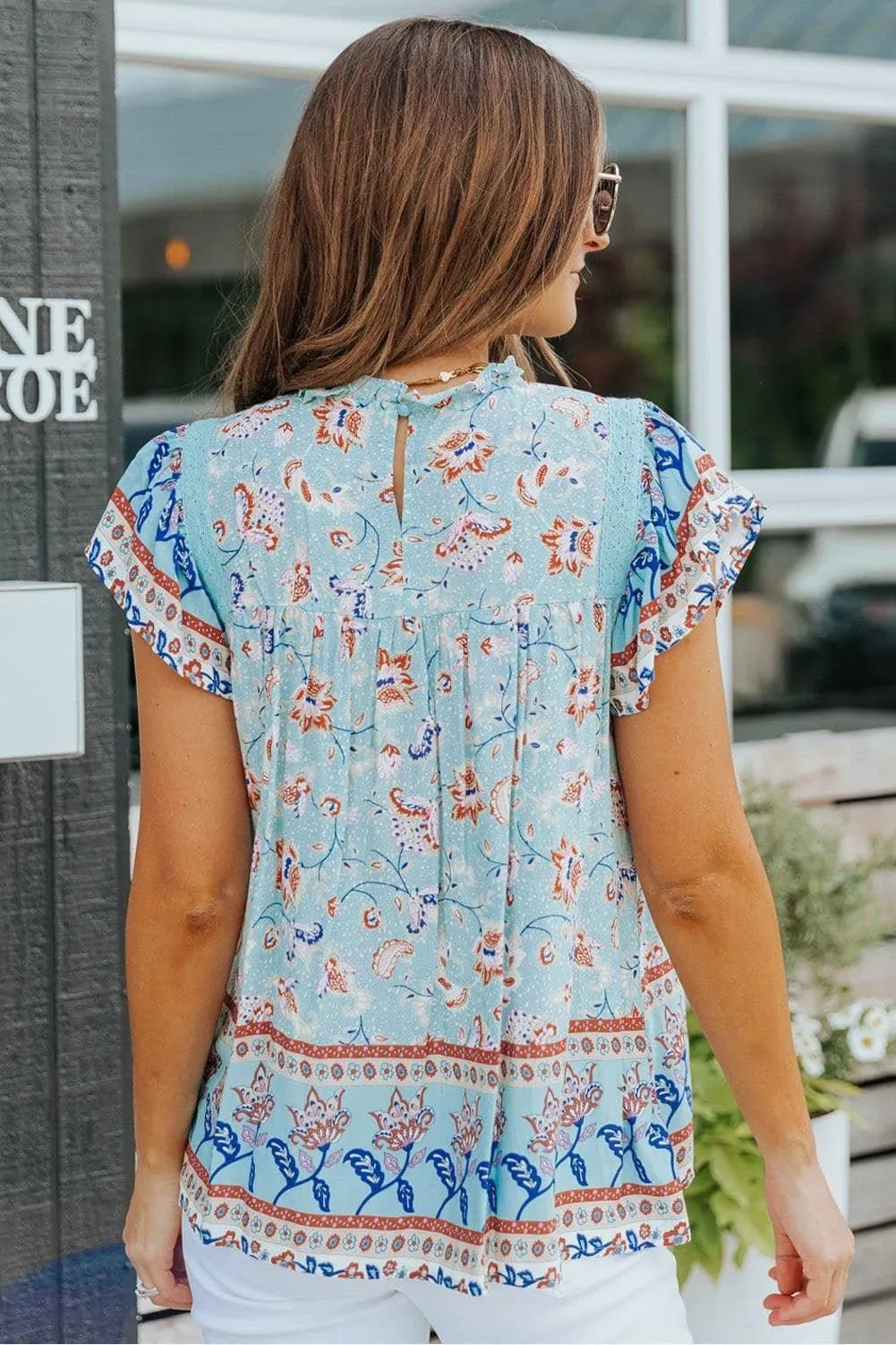 Andie Floral Flutter Sleeve Blouse