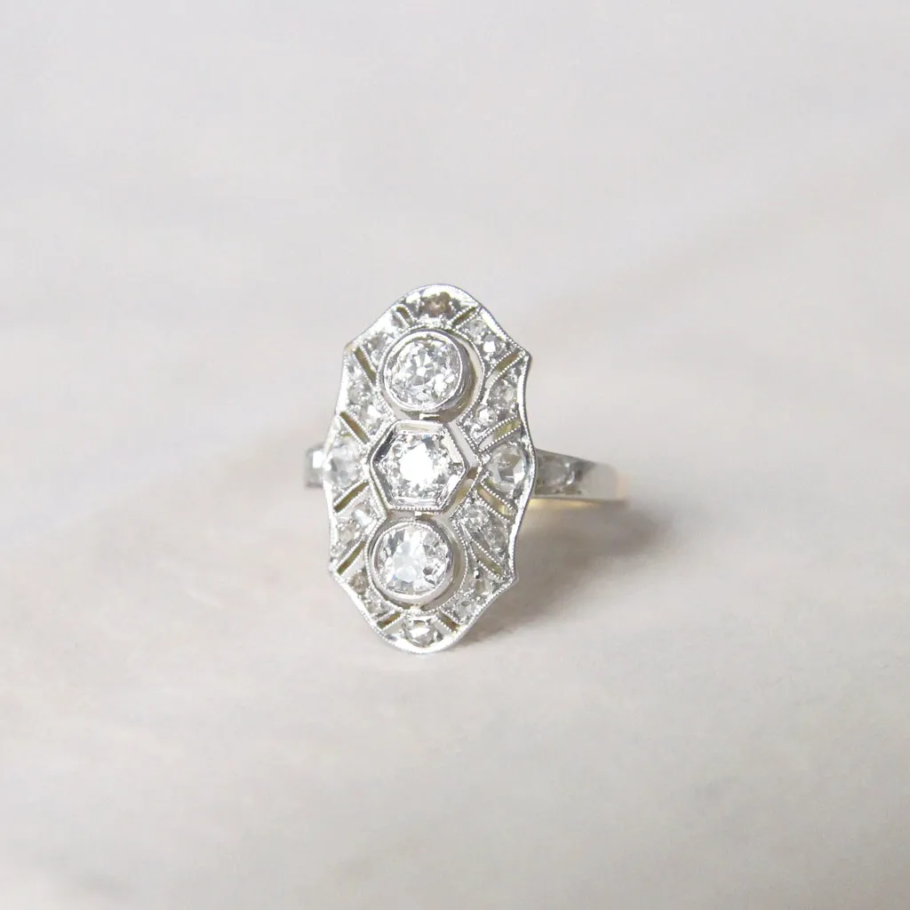 Art Deco 0.80 Carat Old and Rose Cut Diamond Panel Cluster