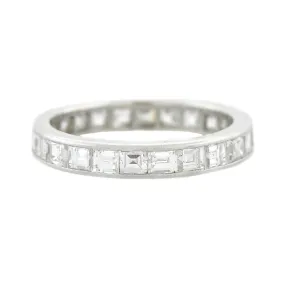 Art Deco Platinum & Square Cut Diamond Eternity Band 3ctw