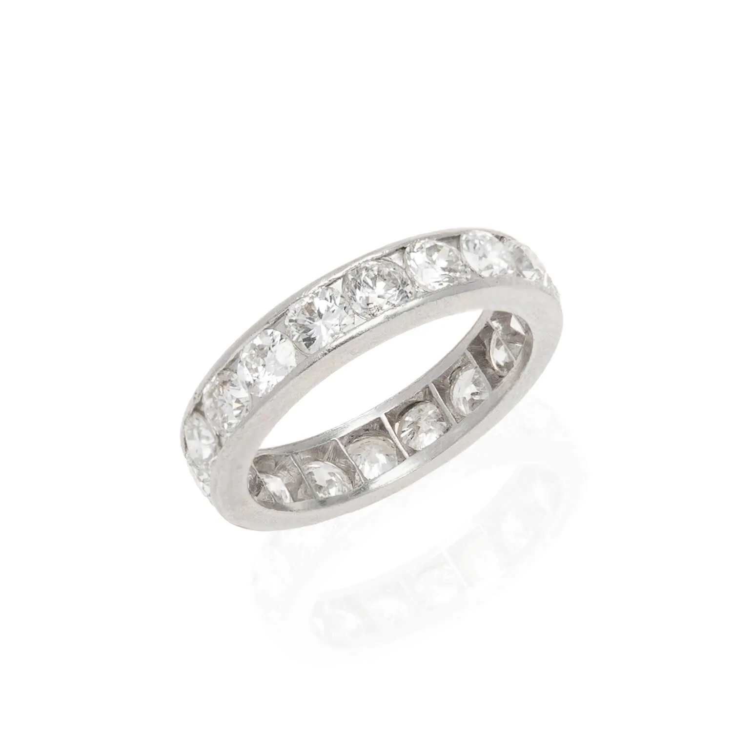 Art Deco Platinum   Round Cut Diamond Eternity Band 2.50ctw