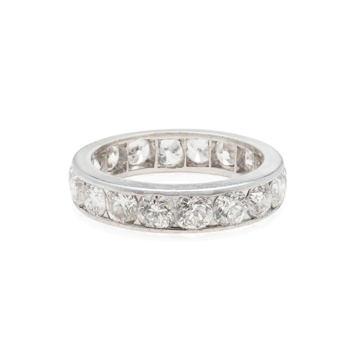 Art Deco Platinum   Round Cut Diamond Eternity Band 2.50ctw