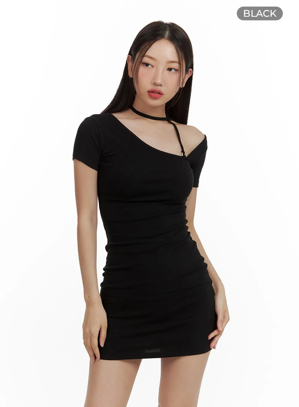 Asymmetrical Strap Mini Dress CU420