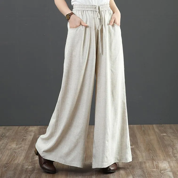 Babakud Casual Loose Shift Cotton Linen Wide Leg Pants