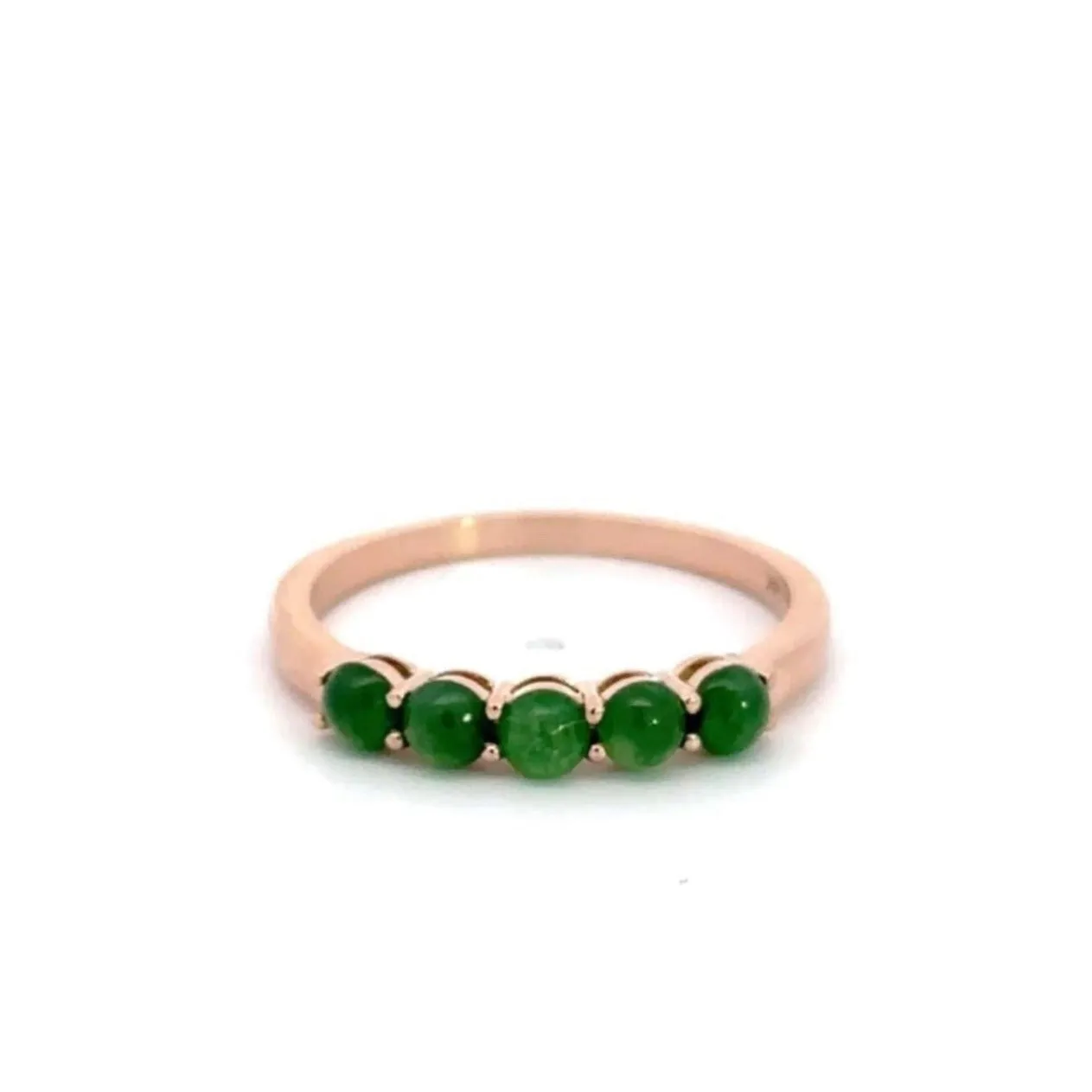 Baikalla "5 Stone Anniversary" 14k Rose Gold Natural Imperial Jadeite Jade Band