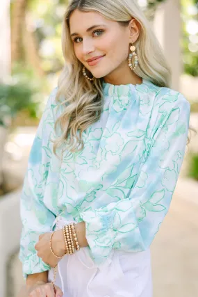 Be True To You Mint Green Abstract Floral Blouse