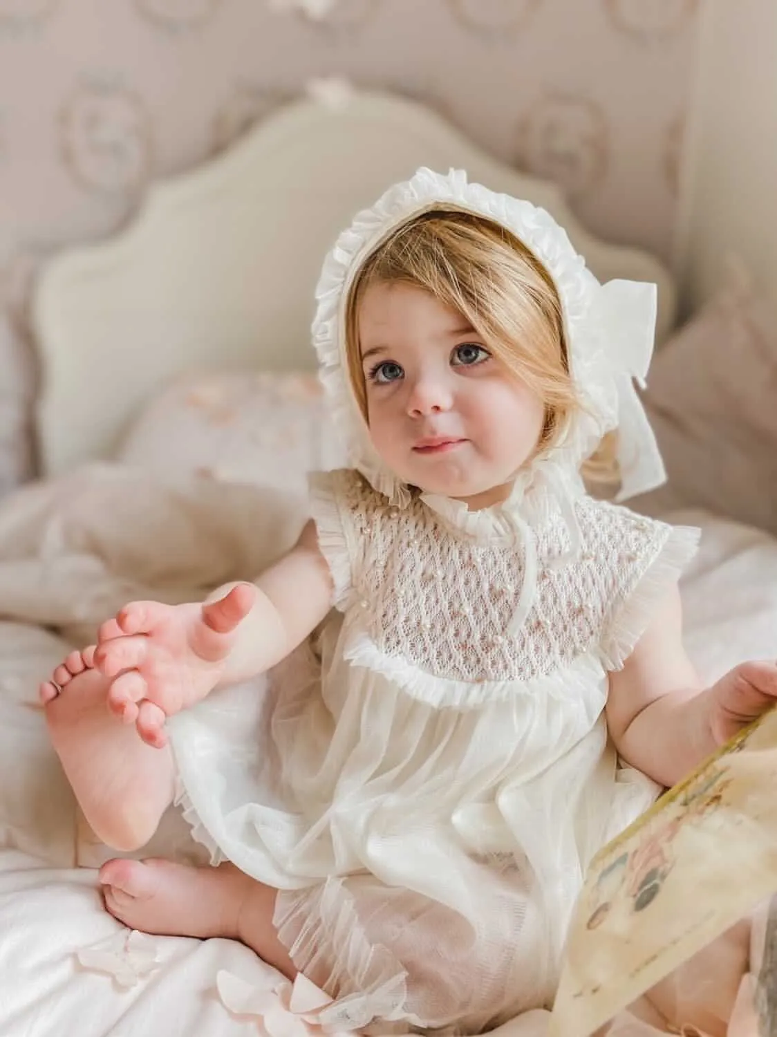 Bella Buttermilk Tulle Blouse and Bloomers Set