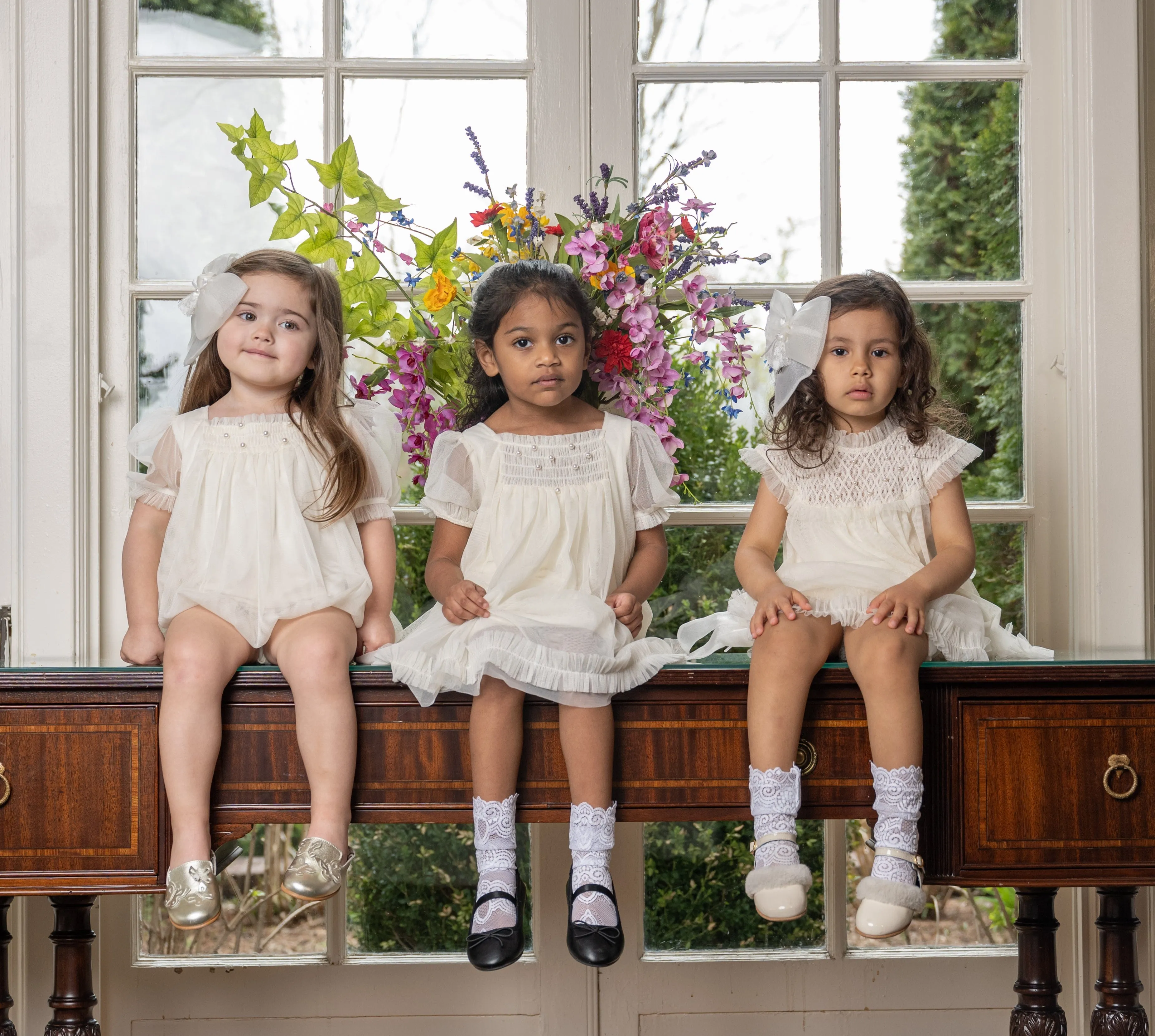 Bella Buttermilk Tulle Blouse and Bloomers Set