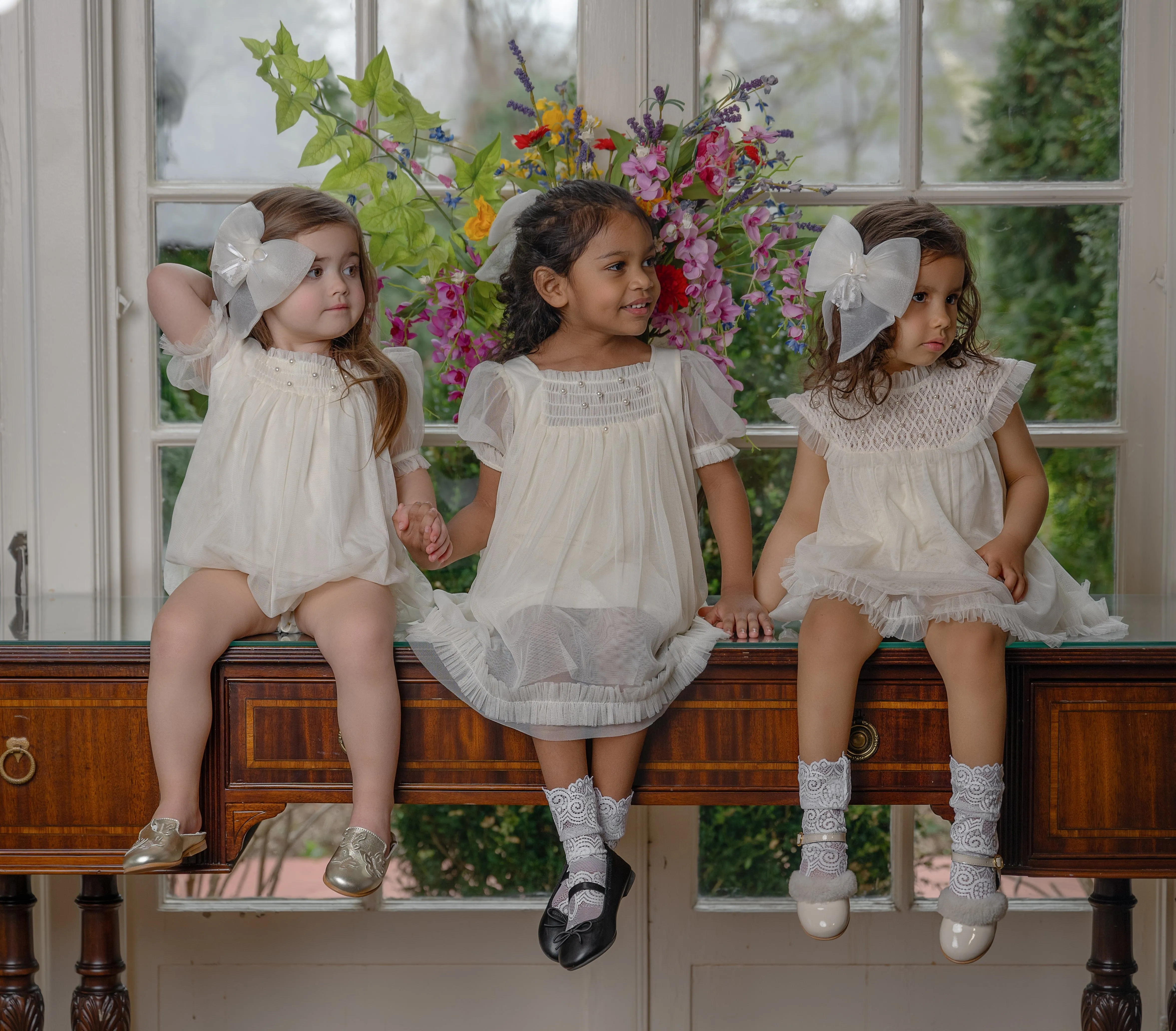 Bella Buttermilk Tulle Blouse and Bloomers Set