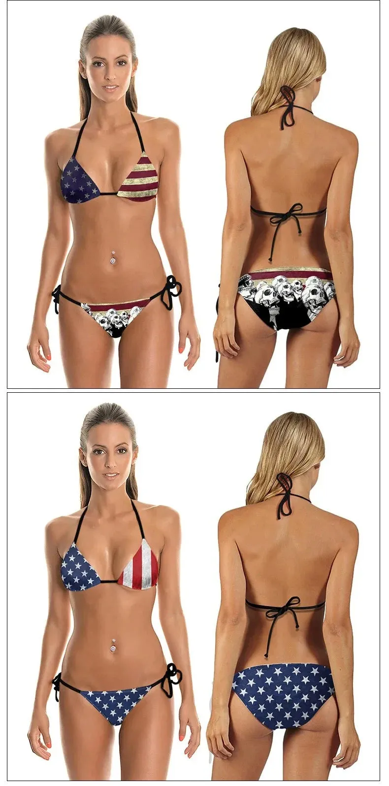 Bikini mit amerikanischer Flagge und Sternenmuster