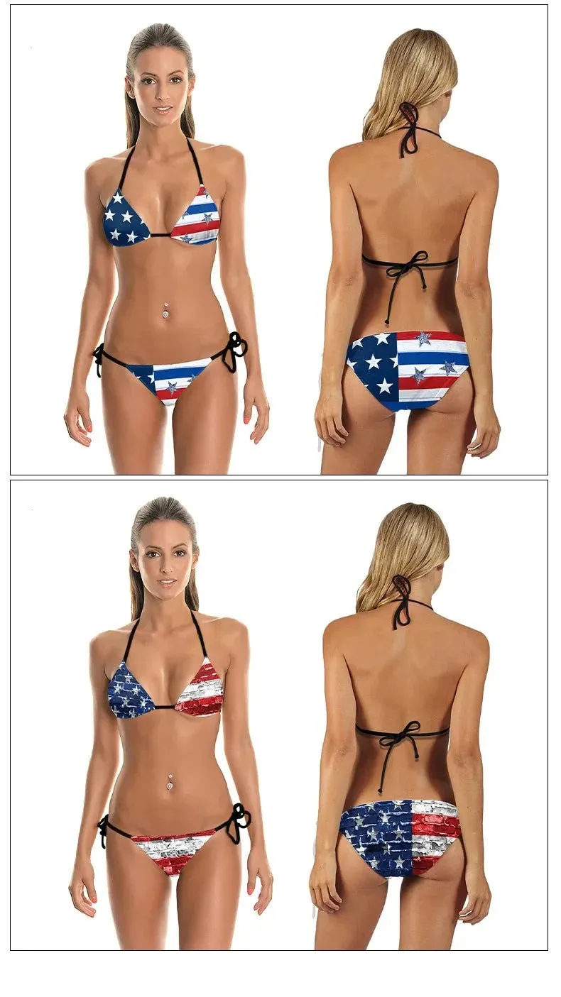 Bikini mit amerikanischer Flagge und Sternenmuster