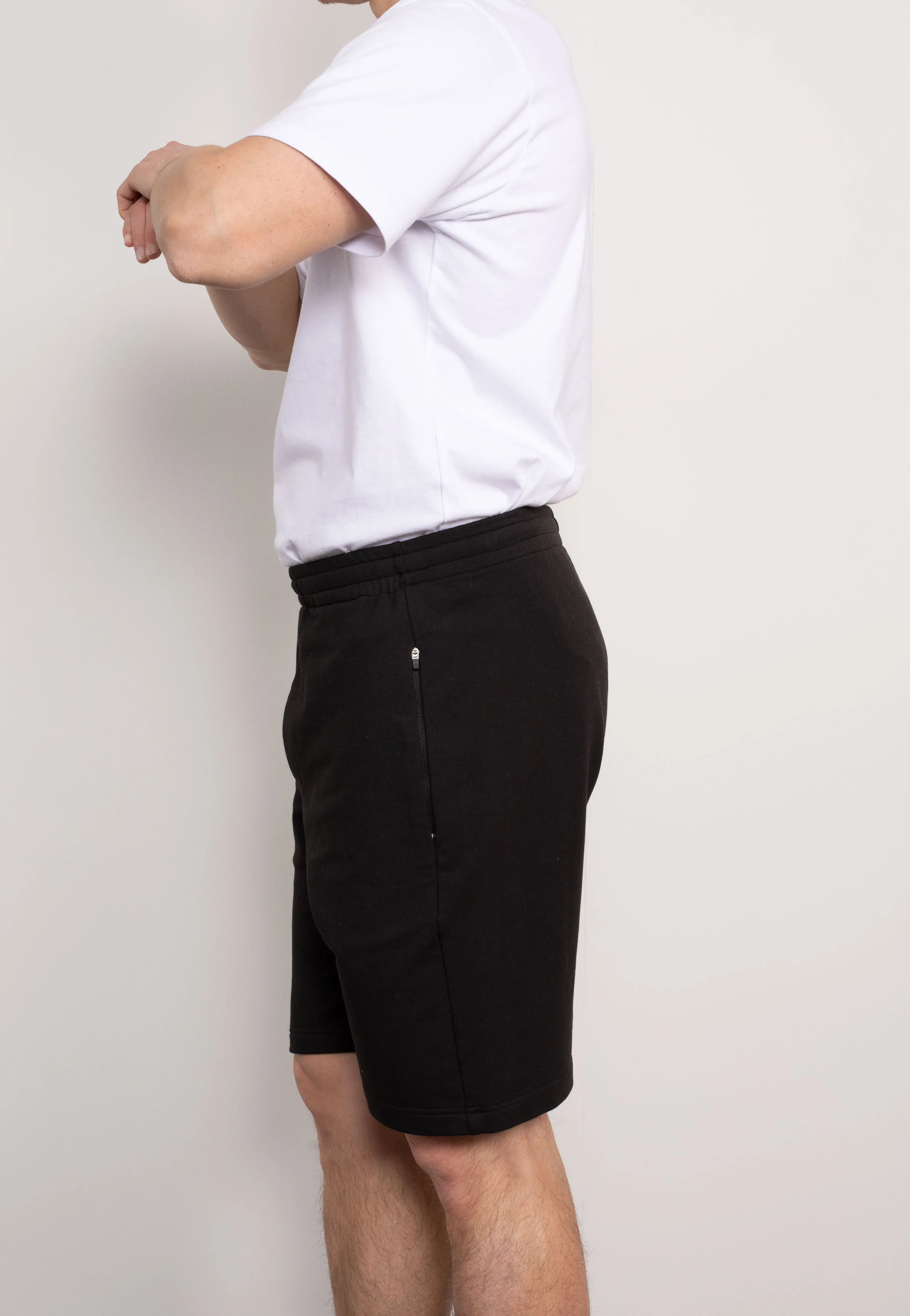 Black Stretch Cotton Blend Sweat Shorts