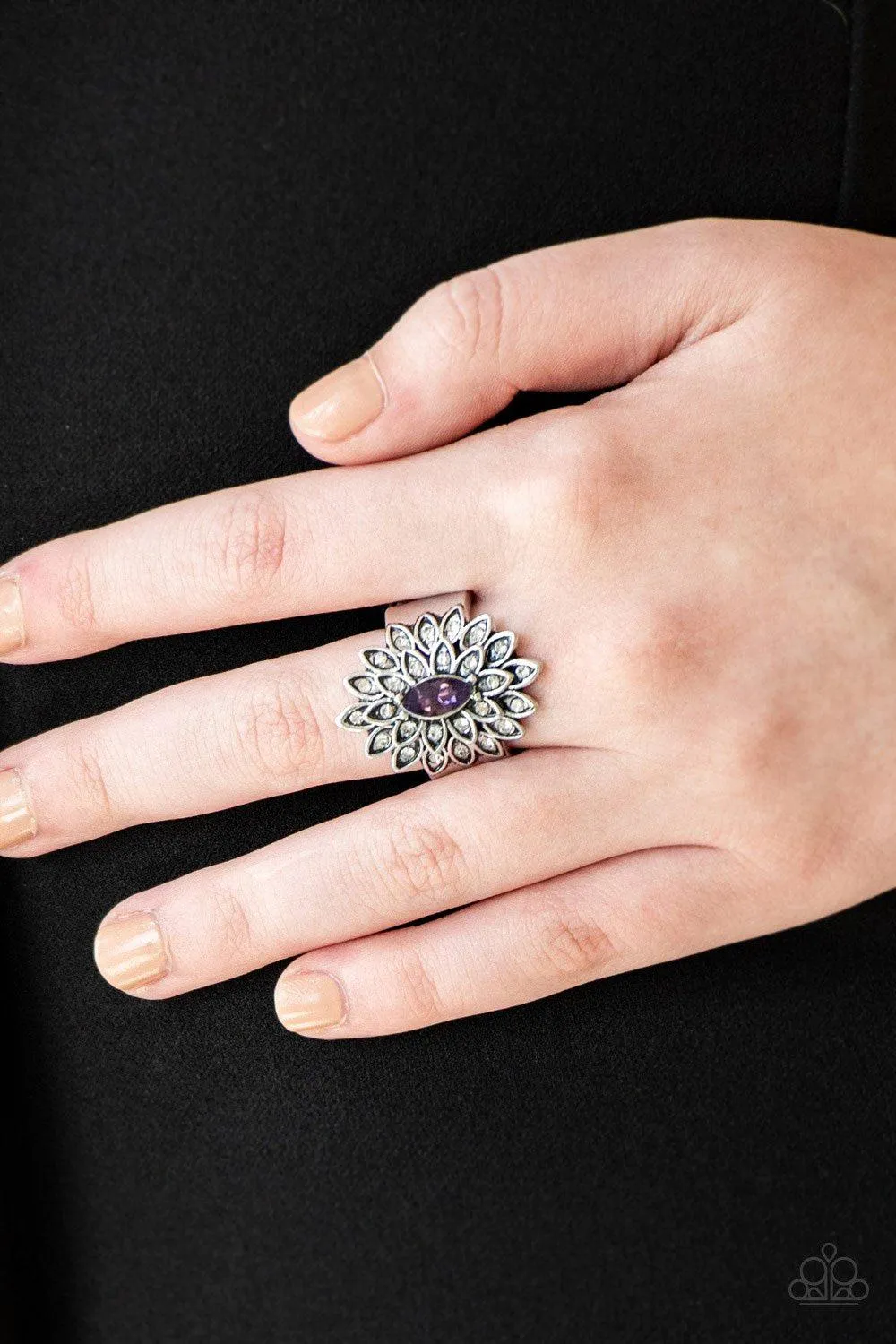 Blooming Fireworks Silver and Purple Ring - Paparazzi Accessories