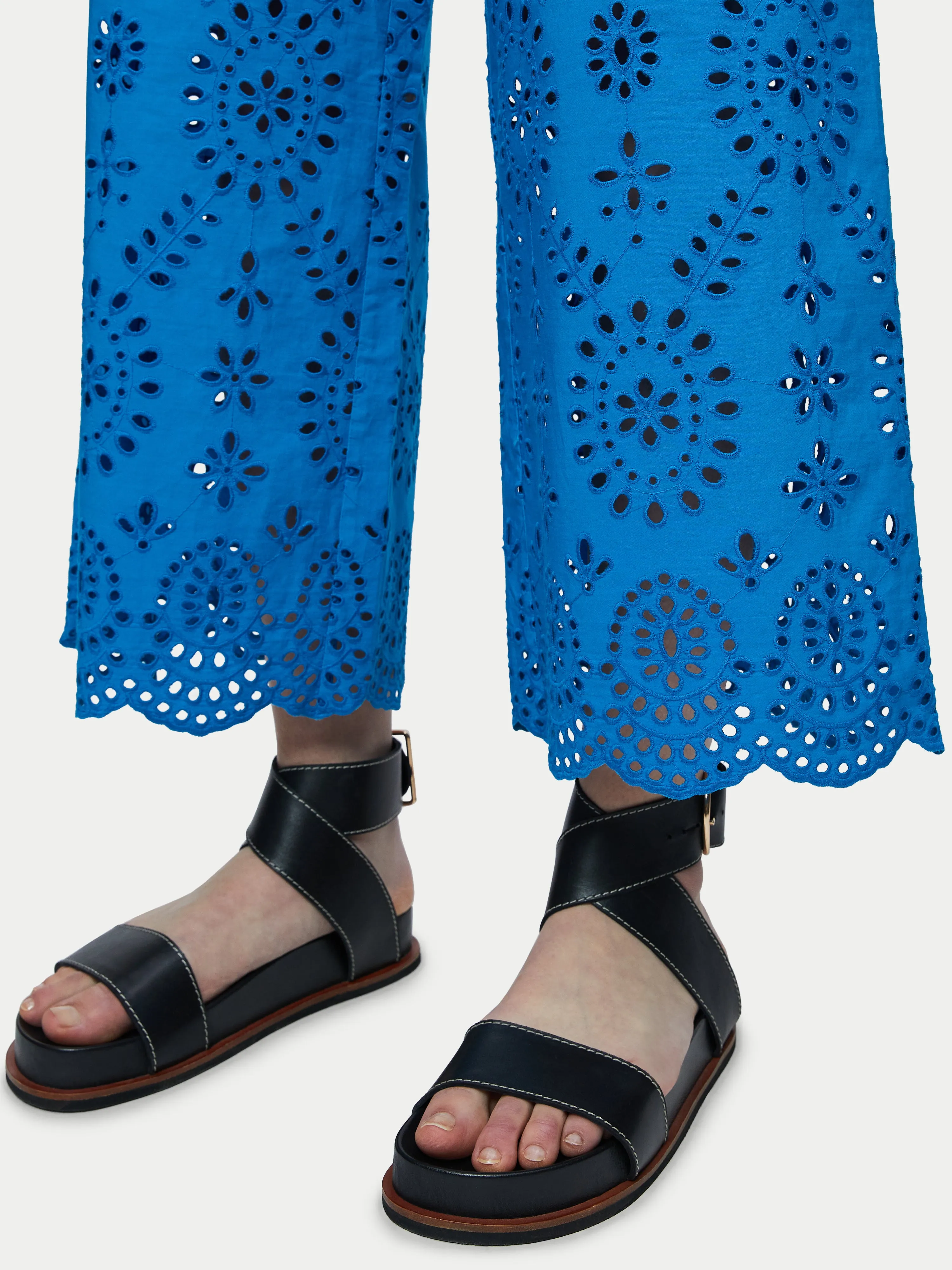 Broderie Beach Trouser | Blue