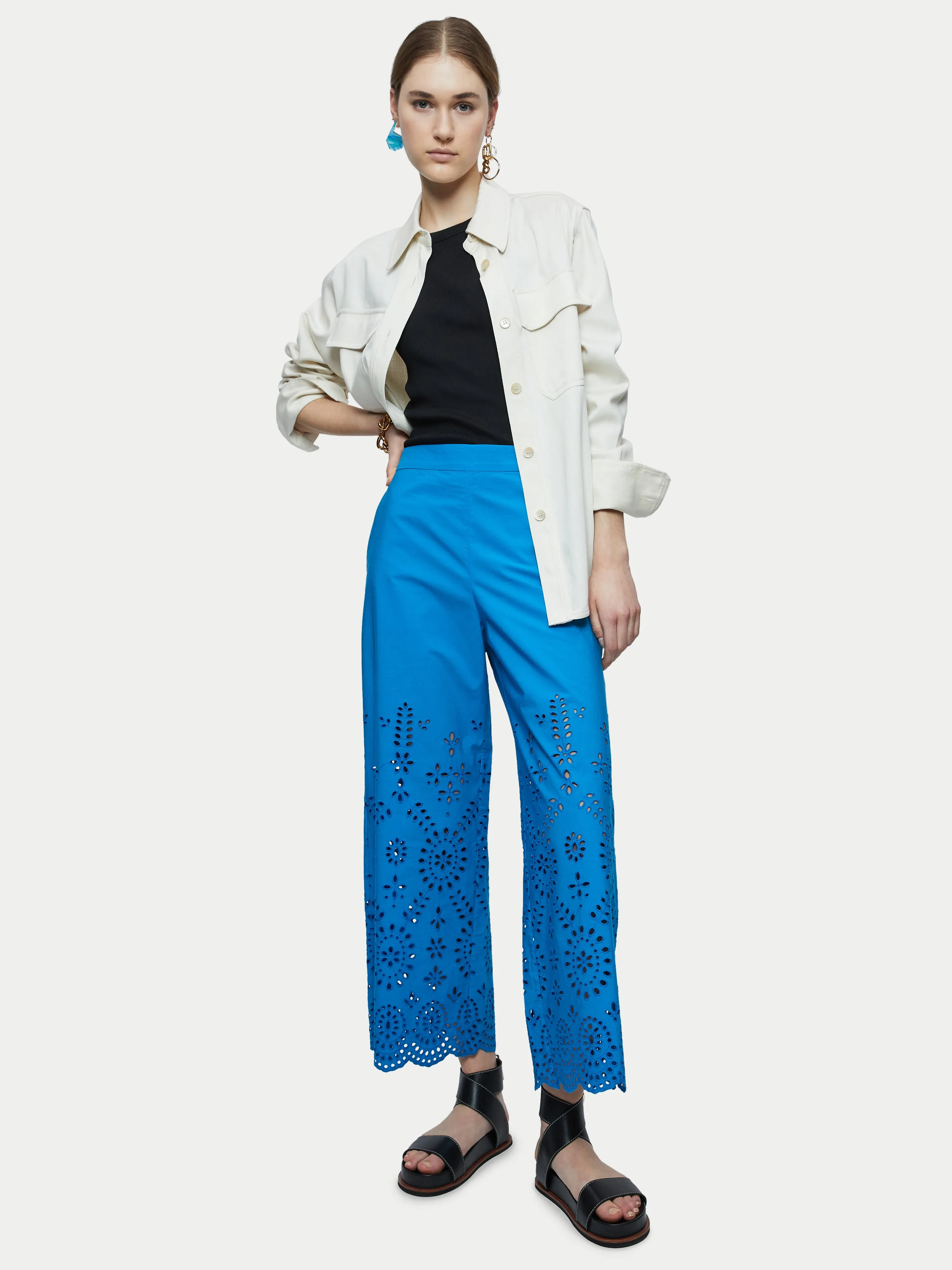 Broderie Beach Trouser | Blue