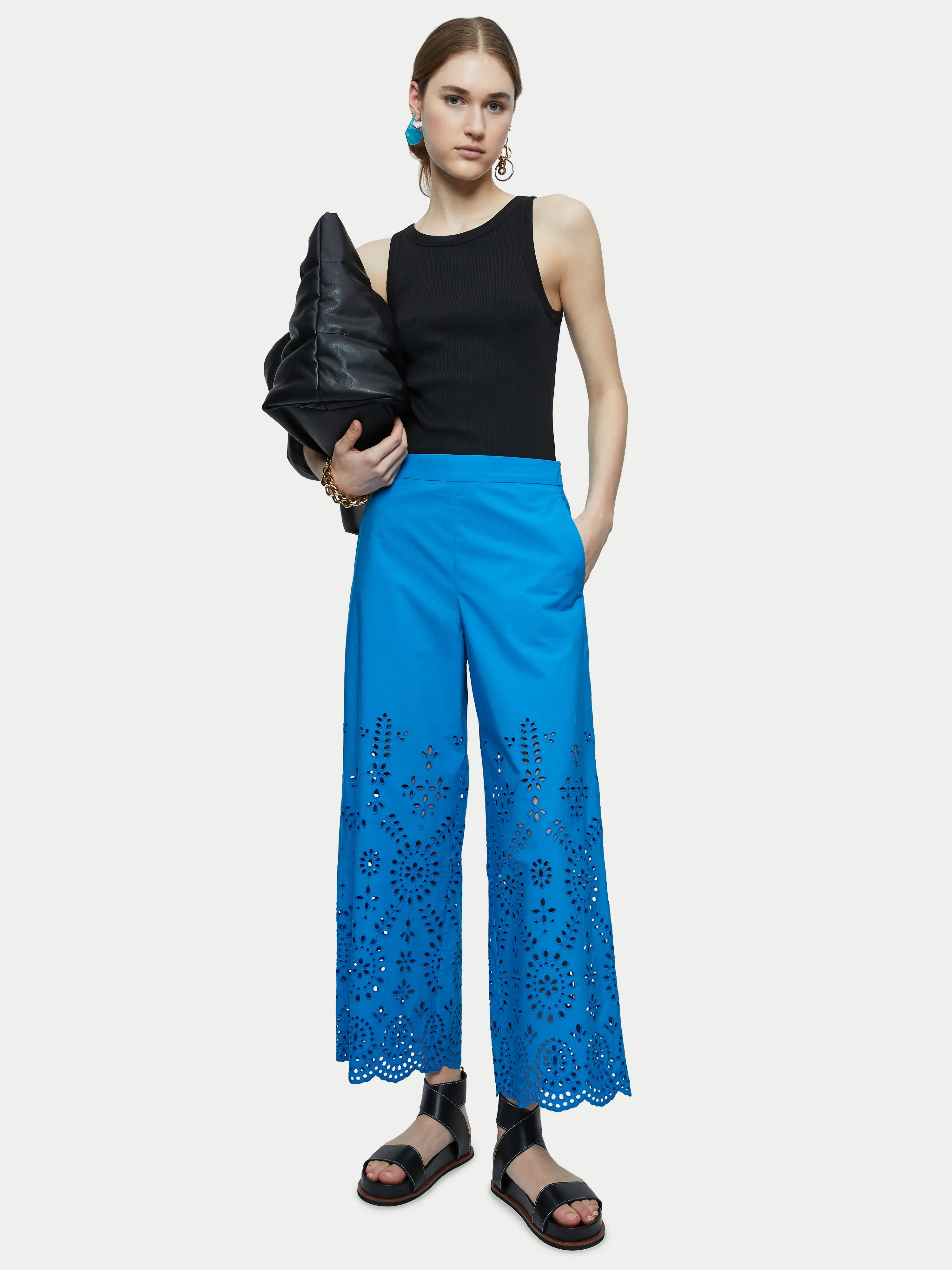 Broderie Beach Trouser | Blue