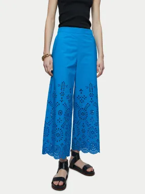 Broderie Beach Trouser | Blue