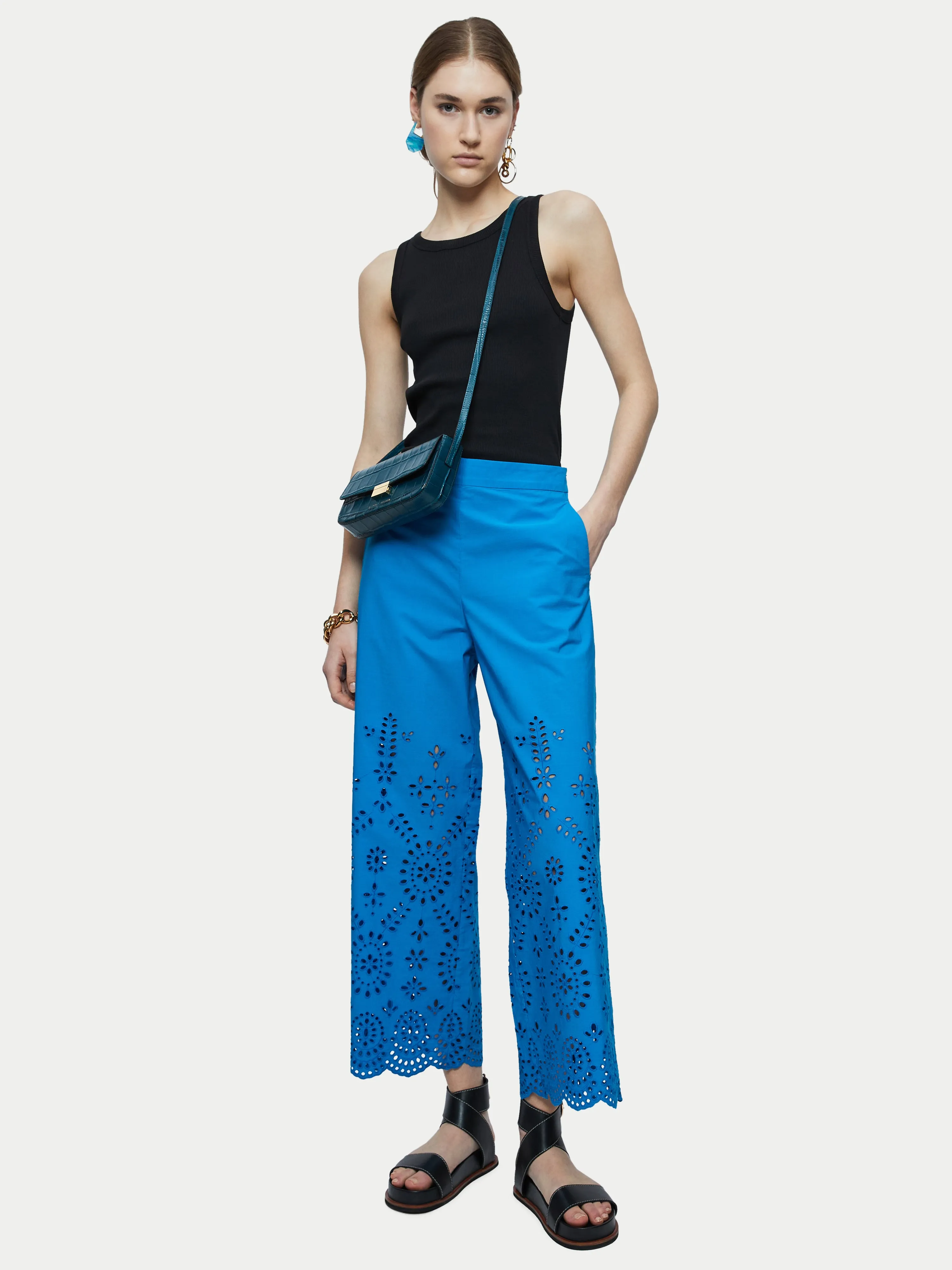 Broderie Beach Trouser | Blue