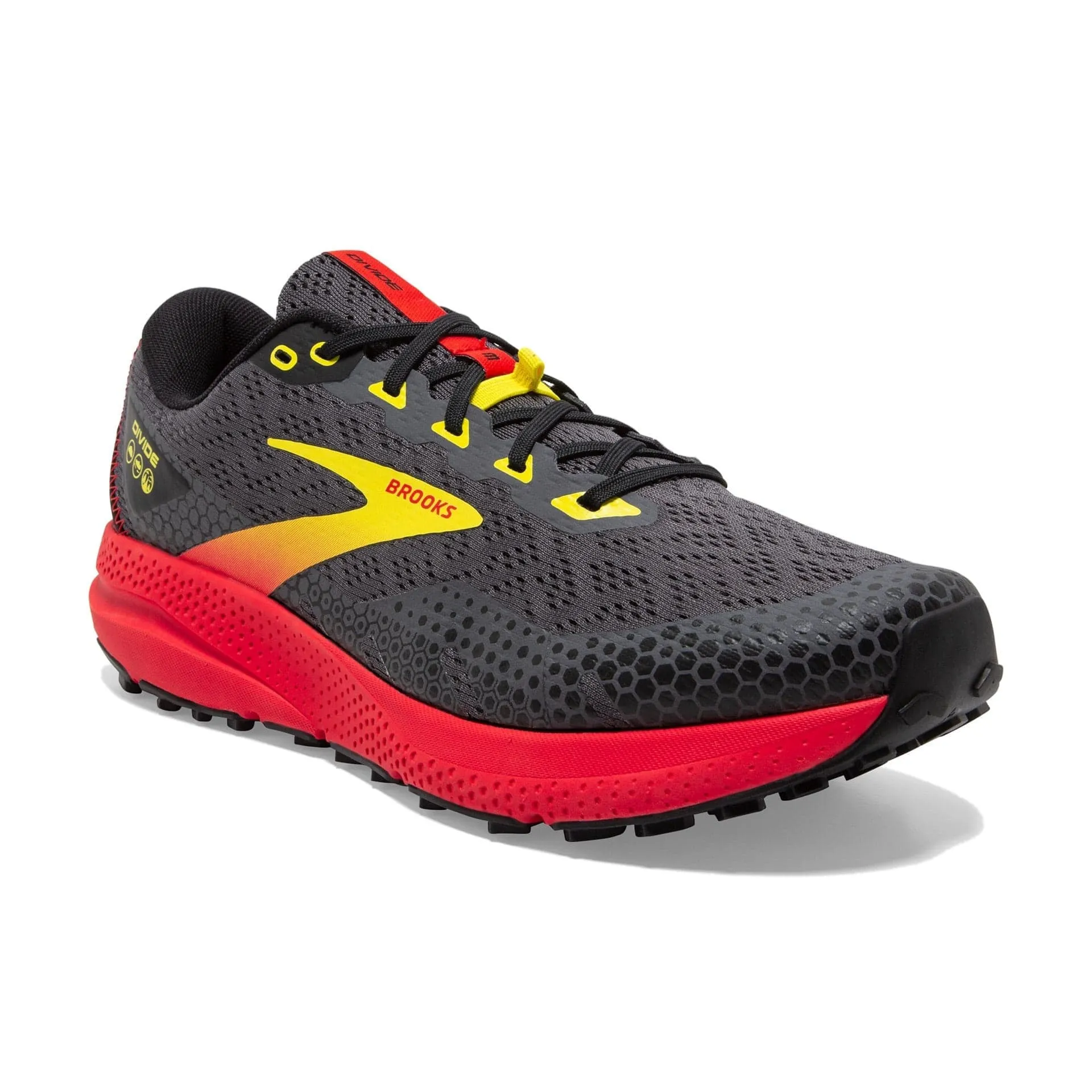 Brooks Divide 3 (Mens) - Black/Fiery Red/Blazing Yellow