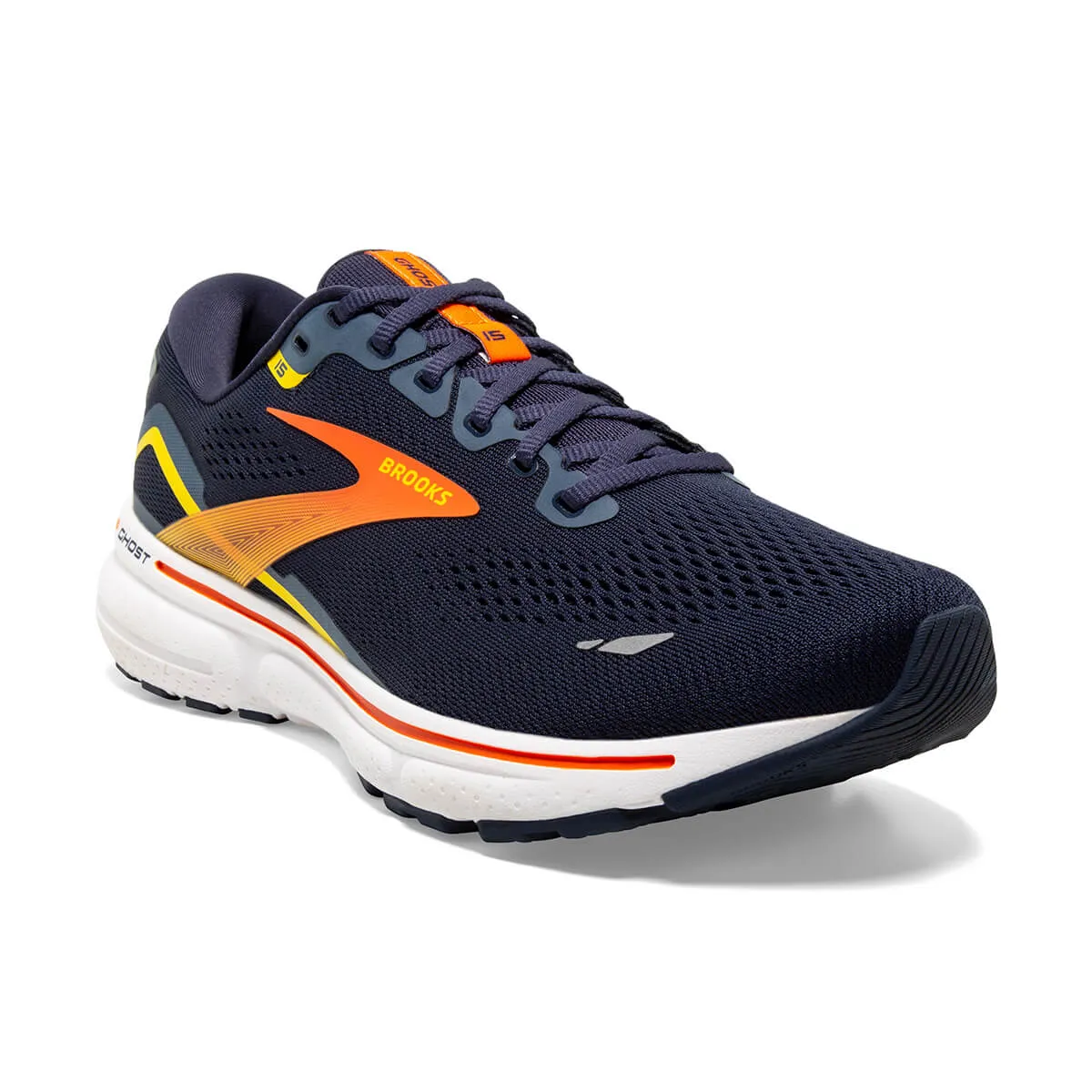 Brooks Ghost 15 Mens | Peacoat/red/yellow