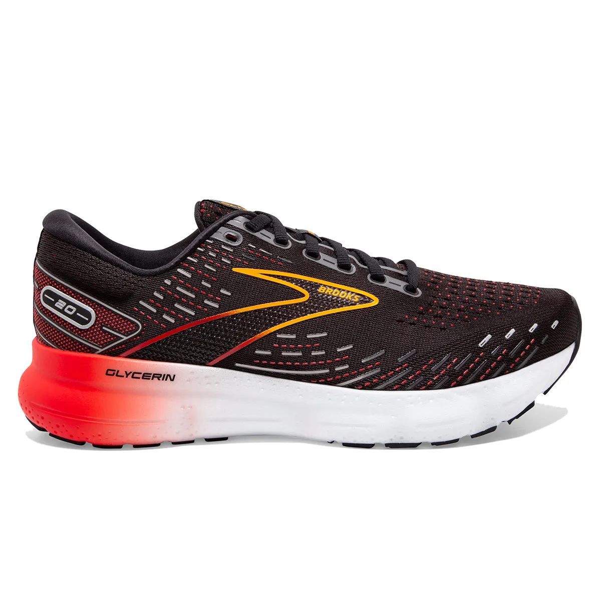 Brooks Glycerin 20 Mens | Black/blackened Pearl/fiery Red