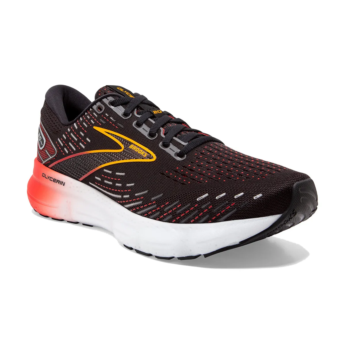 Brooks Glycerin 20 Mens | Black/blackened Pearl/fiery Red