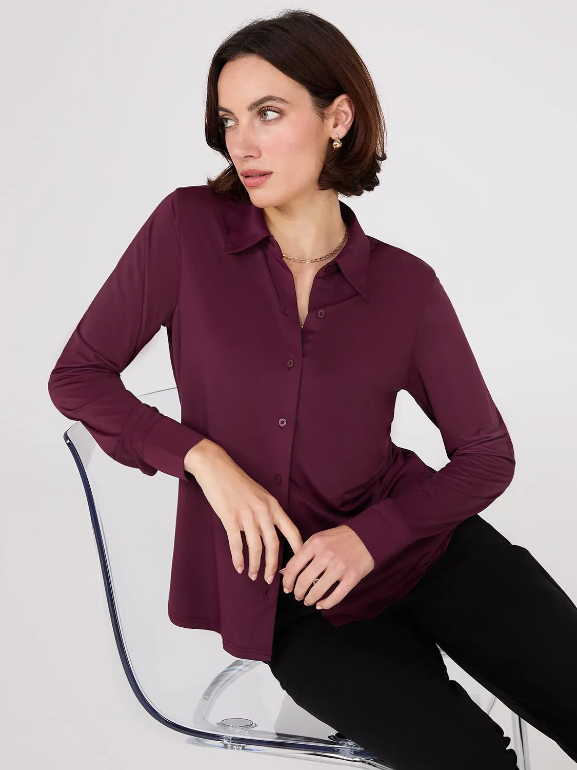 Button-Front Classic Blouse