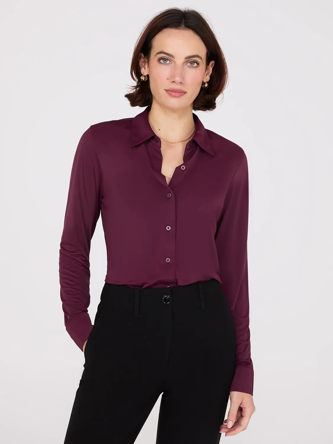 Button-Front Classic Blouse