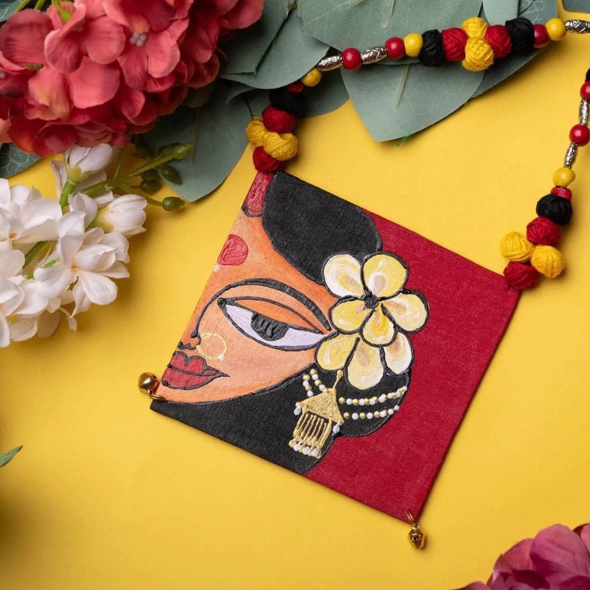 Champa Phool Handpainted Red (Necklace)