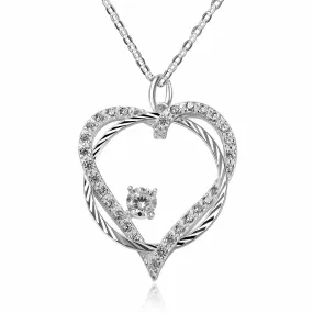 Circle Interlocked Heart Necklace Sterling Silver