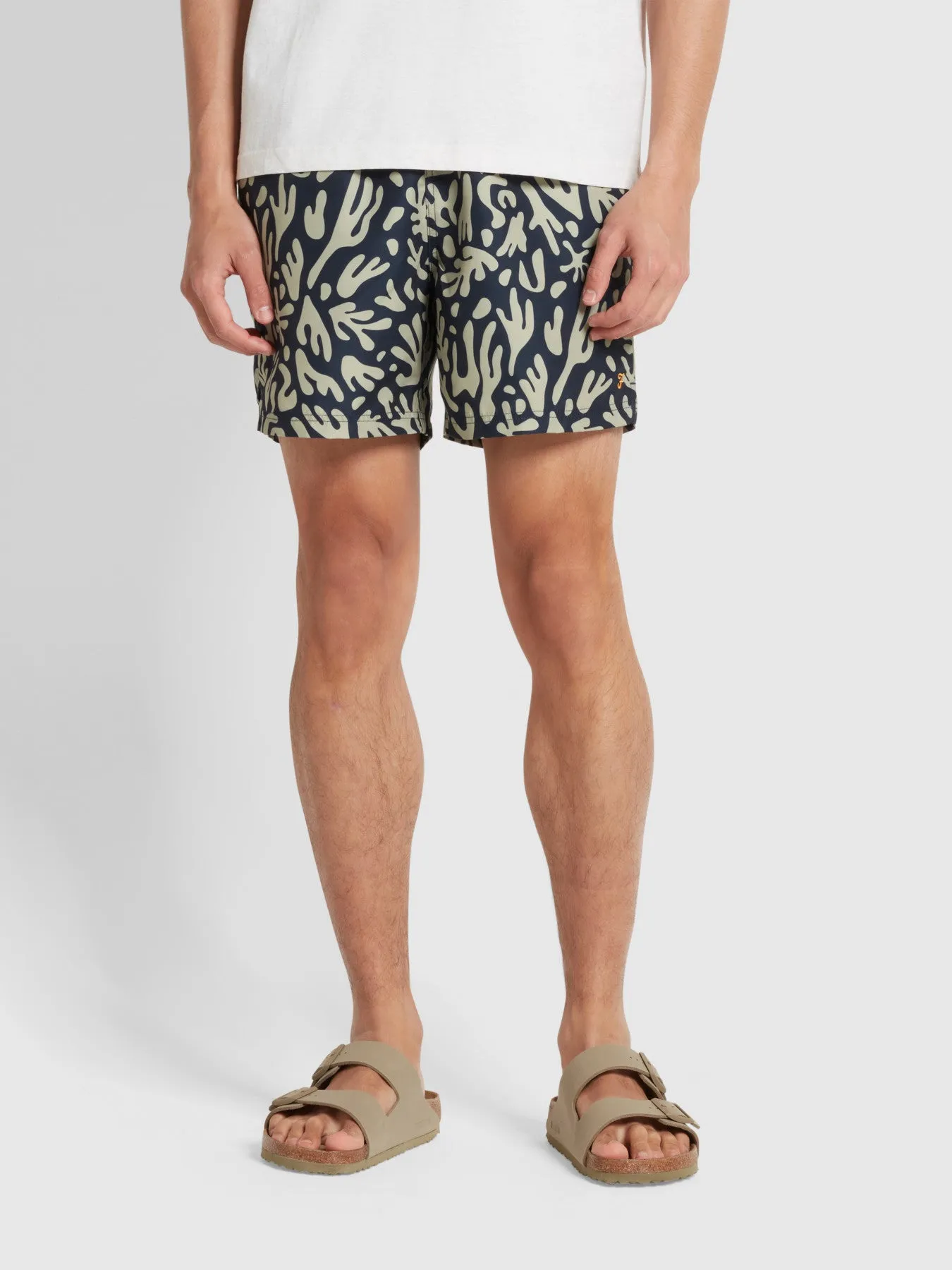 Colbert Regular Fit Reef Print Swim Short In True Navy