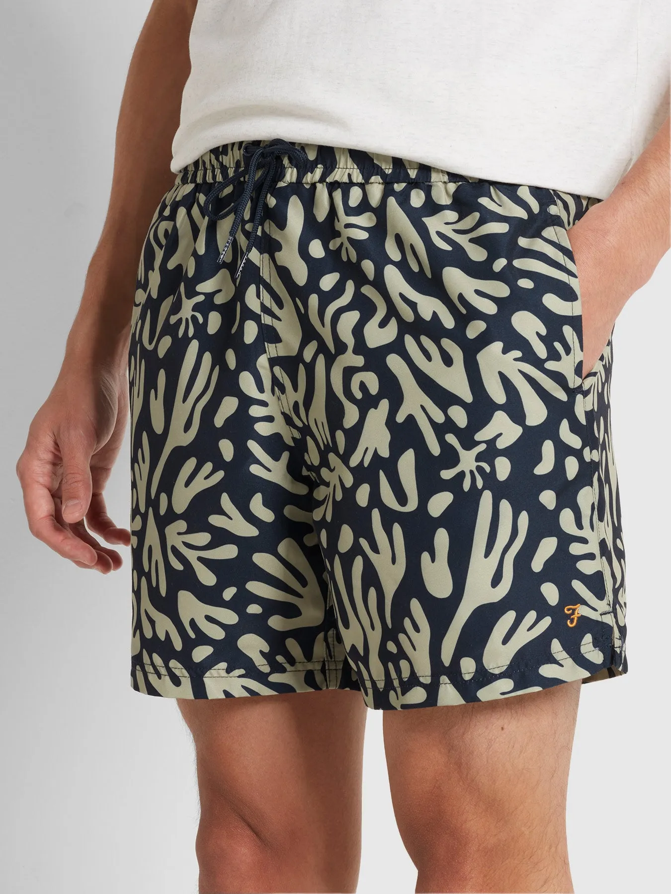 Colbert Regular Fit Reef Print Swim Short In True Navy