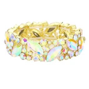 Crystal Glass Marquise Evening Stretch Bracelet